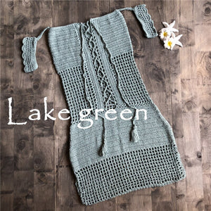 Hollow Out Knitted,Bohemian Mini Dress,Boho Sundress