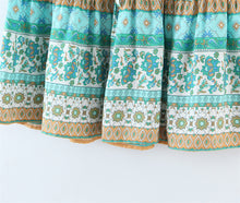Load image into Gallery viewer, Boho Sets,Mini Tops and Skirts,Green Floral Print
