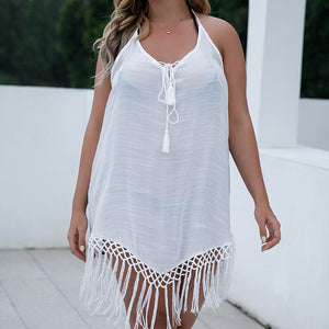 White Backless, Bohemian Mini Dress,Boho Sundress