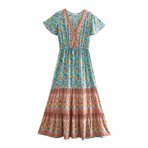 Boho Dress ,Floral Print ,Maxi Dress