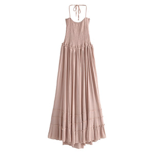 Backless Bohemian Maxi Dress, Boho Strapless Dress