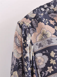 Grey Floral Print,Bohemian Maxi Dress,Boho Dress