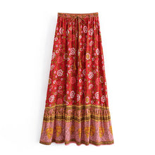 Load image into Gallery viewer, Purple Floral Print,Bohemian Skirt,Boho Maxi Skirt
