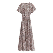 Load image into Gallery viewer, Leopard Print, Boho Dress ,Bohemian Wrap Dress
