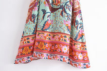 Load image into Gallery viewer, Green Peacock Floral  ,Bohemian Kaftan ,Boho Maxi Dress
