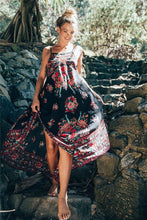 Load image into Gallery viewer, Peacock floral print, Bohemian dresses,Boho midi sundress
