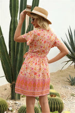 Load image into Gallery viewer, Mini Dress, Boho Dresses,Pink Floral Print
