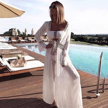 Load image into Gallery viewer, White Bohemian  dress , Boho maxi sundress
