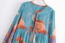 Load image into Gallery viewer, Star and Moon Print,Boho Maxi Dress,Beach Bohemian Dress
