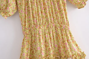 Floral print , Bohemian  dress , Boho mini vestidos