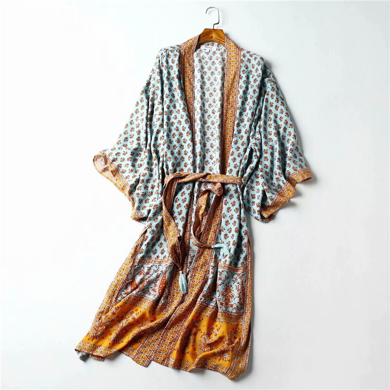 Pink Floral Print,Bohemian Kimono,Boho Robe