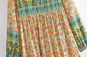 Elaphant Floral,Bohemian Maxi Dress,Boho Dress