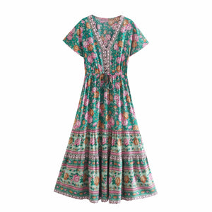 Floral print ,Bohemian  maxi dresses,Boho Sundress