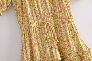 Floral print , Bohemian  dress , Boho mini vestidos