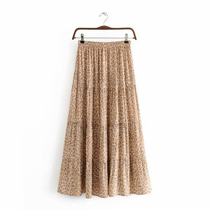Boho Skirt, Maxi Skirt,Leopard Wild Flower