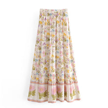 Load image into Gallery viewer, Floral Peacock Printed, Boho Maxi Skirt, Vintage Skirt
