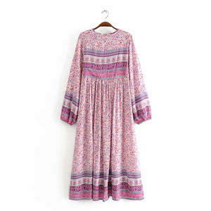 Pink Floral Print,Bohemian Dress, Boho Dress