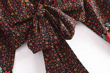 Load image into Gallery viewer, Black Floral Print,bohemian Blouses,boho Shirt
