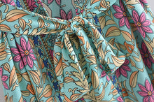 Load image into Gallery viewer, Green Floral Print ,Bohemian  Blouses,Boho Kimono
