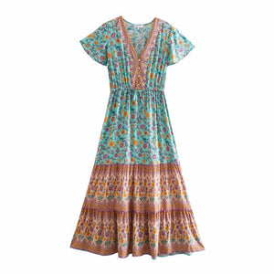 Boho Dress ,Floral Print ,Maxi Dress