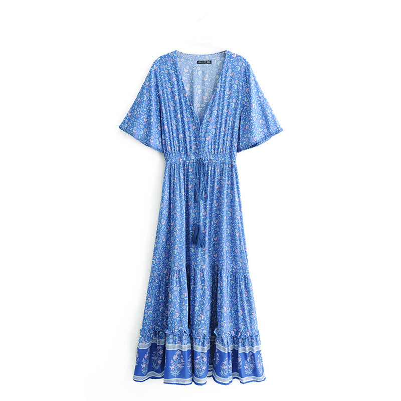 Bohemian Maxi Dress, Boho Dress,Multi Floral Print