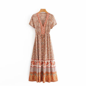Floral print,Bohemian maxi sundress, Boho dress