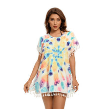 Load image into Gallery viewer, Rainbow Hollow Out ,Bohemian Mini Dress, Boho Sundress
