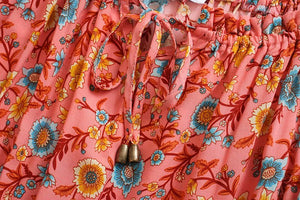 Floral Print Sundress,off Shoulder Boho Dress ,Maxi Dress
