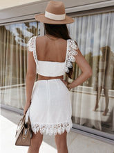 Load image into Gallery viewer, White Lace Irregular,Bohemian Mini Tops and Skirts,Boho Sets
