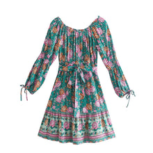 Load image into Gallery viewer, Floral Print ,Bohemian Mini Dress, Boho Sundress

