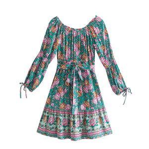 Floral Print ,Bohemian Mini Dress, Boho Sundress