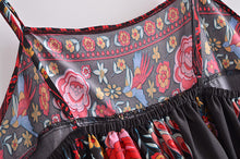 Load image into Gallery viewer, Peacock floral print, Bohemian dresses,Boho midi sundress
