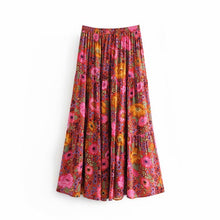 Load image into Gallery viewer, Boho Skirt, Maxi Skirt, Red Wild Flower
