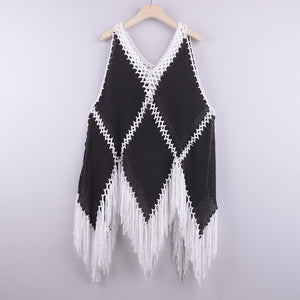Solid hollow,Bohemian mini dress,Boho sundress