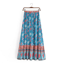 Load image into Gallery viewer, Purple Floral Print,Bohemian Skirt,Boho Maxi Skirt
