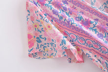 Load image into Gallery viewer, Pink floral print ,Boho dress, Bohemian Wrap Dress
