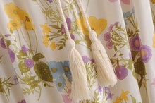 Load image into Gallery viewer, Lace-up Tassel, Boho Maxi Dress, Vintage Sundress
