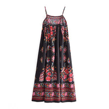 Load image into Gallery viewer, Peacock floral print, Bohemian dresses,Boho midi sundress
