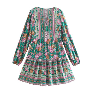 Floral Print ,Bohemian Mini Dress,Boho Sundresses