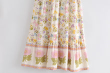 Load image into Gallery viewer, Floral Peacock Printed, Boho Maxi Skirt, Vintage Skirt
