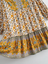 Load image into Gallery viewer, Floral print v-neck,Boho sundress,Boho mini dress
