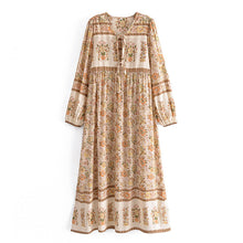 Load image into Gallery viewer, Kahaki Floral Print,Bohemian Maxi Dress,Boho Dress
