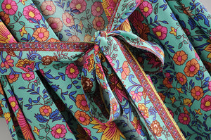 Green Floral Print,Bohemian Kimono,Boho Robe