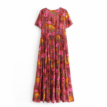 Load image into Gallery viewer, Red Floral Print,Bohemian Maxi Sundress,Boho Dress
