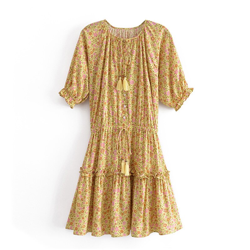 Floral print , Bohemian  dress , Boho mini vestidos