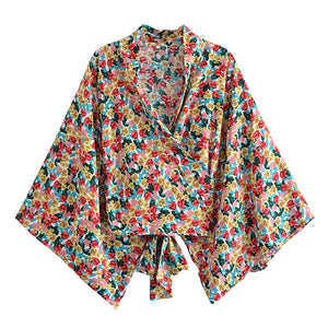 Floral Print,Short Robe Kimono,Bikini Cover-up