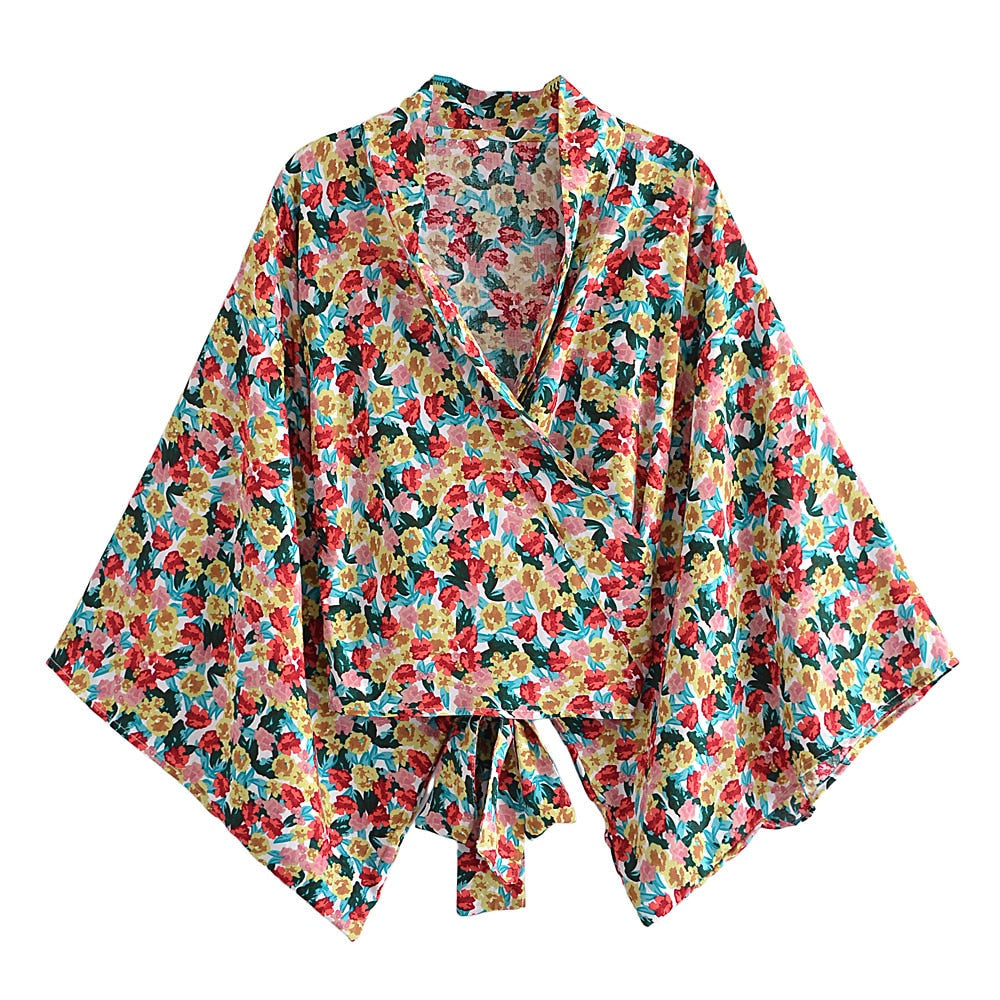Floral Print,Short Robe Kimono,Bikini Cover-up