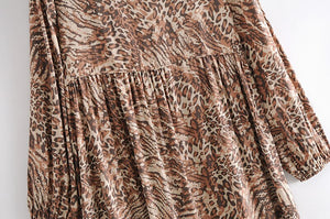 Maxi Dress, Boho Sundress,Leopard Print