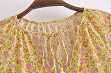 Load image into Gallery viewer, Yellow Floral Print ,Loose Blouses  ,Boho Shirts

