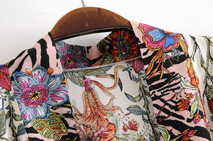 Multi Floral print ,Boho Kimono robe,Bikini Cover-ups